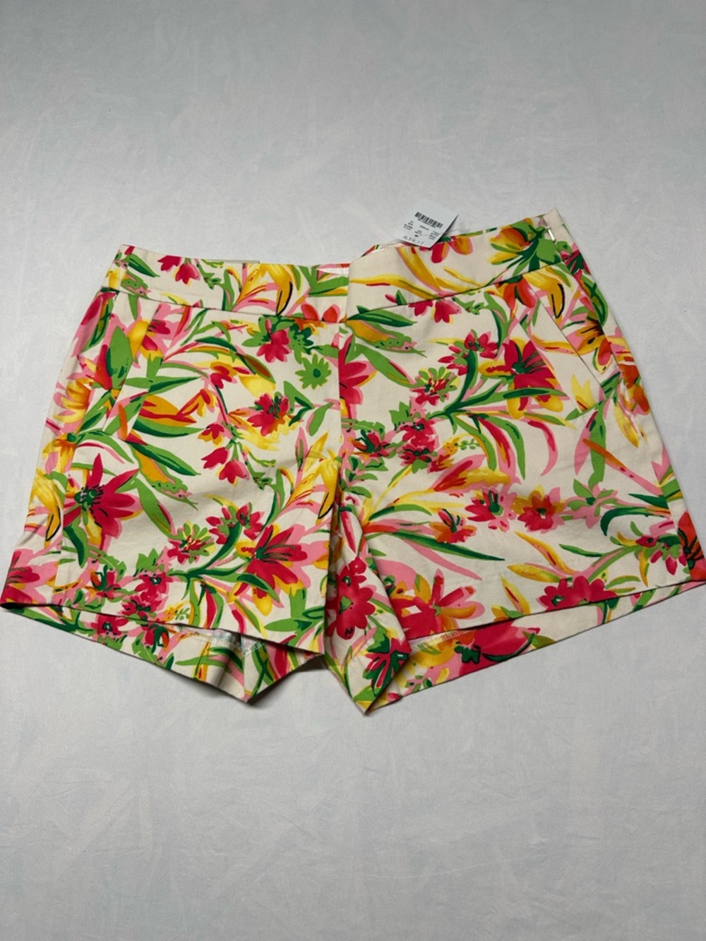 J. Crew Floral High-Waist Shorts in Cream, Pink, Yellow & Green
